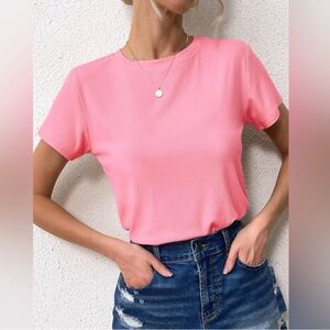 Pink Ribbed T-Shirt